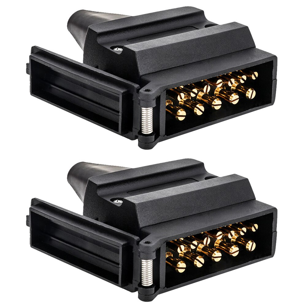 2PCS 12 Pin Caravan Square Shape Electric Waterproof Motor Trailer Socket Accessories Wiring Home Black Car Connector Adapter