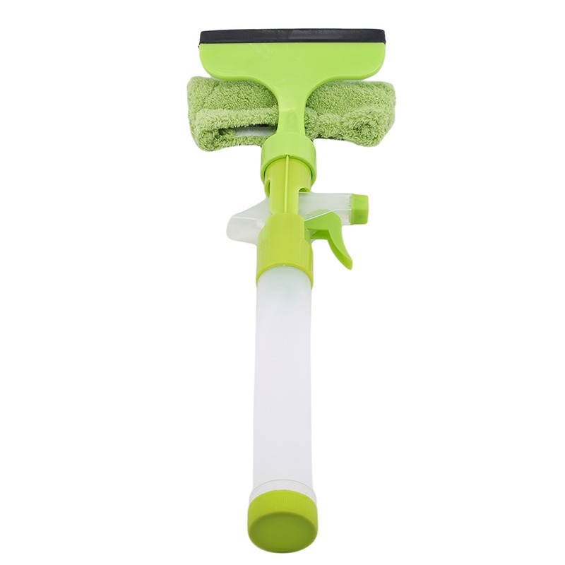 Glass Cleaning Tool Multifunctional Telescopic Rod Window Cleaner Mop Squeegee Wiper Long Handle Rotating Head Brush: green