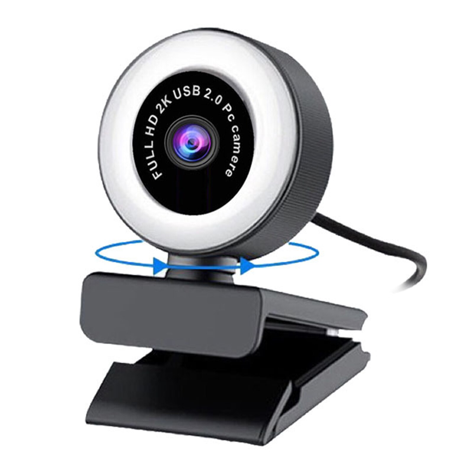 1080P 2K Webcam Web Camera With Microphone Computer PC For Live Broadcast Video Calling Conference Workcamara Fill Light Web Cam