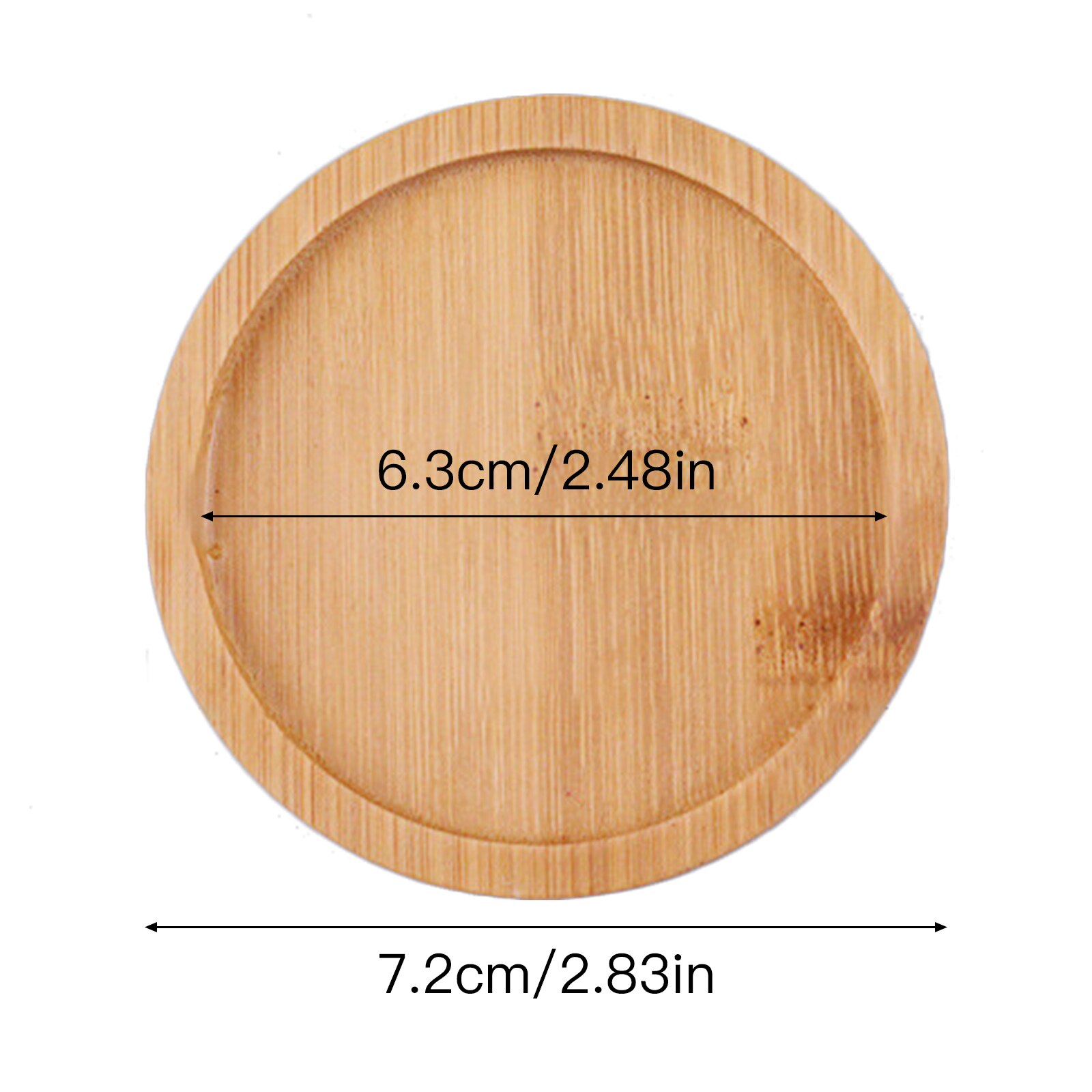 2Pcs Bambu Vierkante Bamboe Platen Bloem Stand Ronde Kommen Voor Vetplanten Potten Trays Base Stand Tuin Decor Plant Stand: 7.2x1cm 2pcs