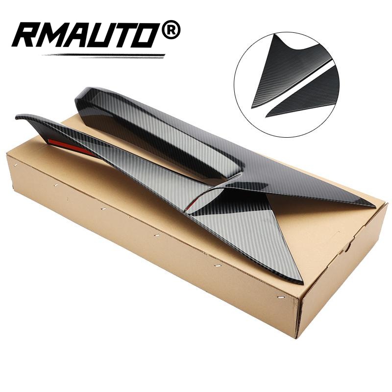 2Pcs Car Rear Window Side Spoiler Wings Diffuser Glossy Black Carbon Fiber For Toyota RAV4 Car Body Styling Kits: Carbon Fiber