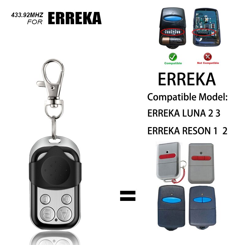 ERREKA-mando a distancia LUNA para puerta de garaje, duplicador automático de 433MHz, Mando de garaje ERREKA RESON, transmisor portátil 433,92