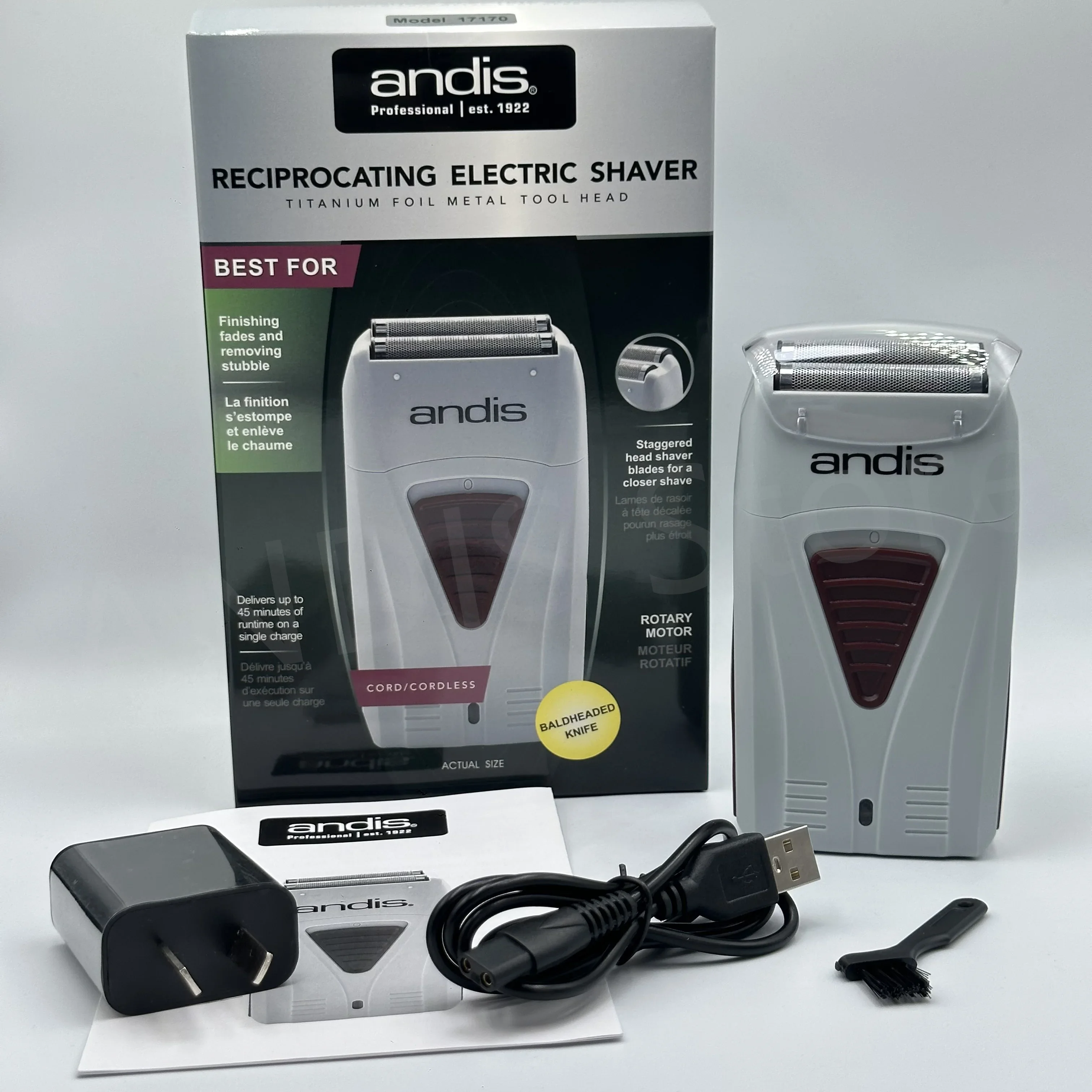 Afeitadora eléctrica Original Andis 17170 de litio para limpieza del cabello de barbero para hombres, maquinilla de afeitar para Barba, máquina de afeitar calva: Naranja