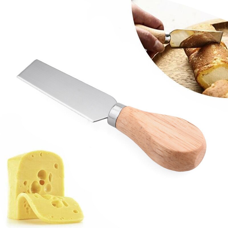 4Pcs Cheese Knives Cheese Cutlery Set Steel Stainless Cheese Slicer with Wood Handle Spatula Kitchen Cheese Cutter Fork