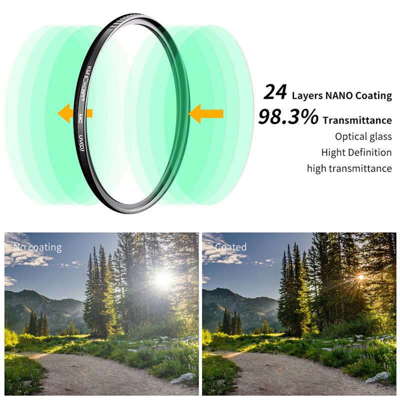 K &amp; F CONCEPT 49-82mm HD UV Camera Lens MCUV Filter con protezione multistrato impermeabile 49mm 52mm 58mm 62mm 67mm 77mm 82mm