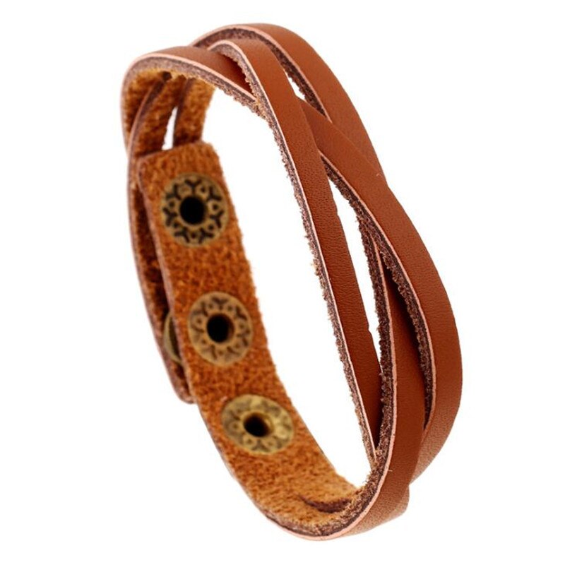 Jahrgang Punk Stil mehrschichtig-wickeln Leder Armbinde für Männliche Multi Farbe retro wickeln Armbänder &Ampere; Armreifen Homme Schmuck: hell Orange