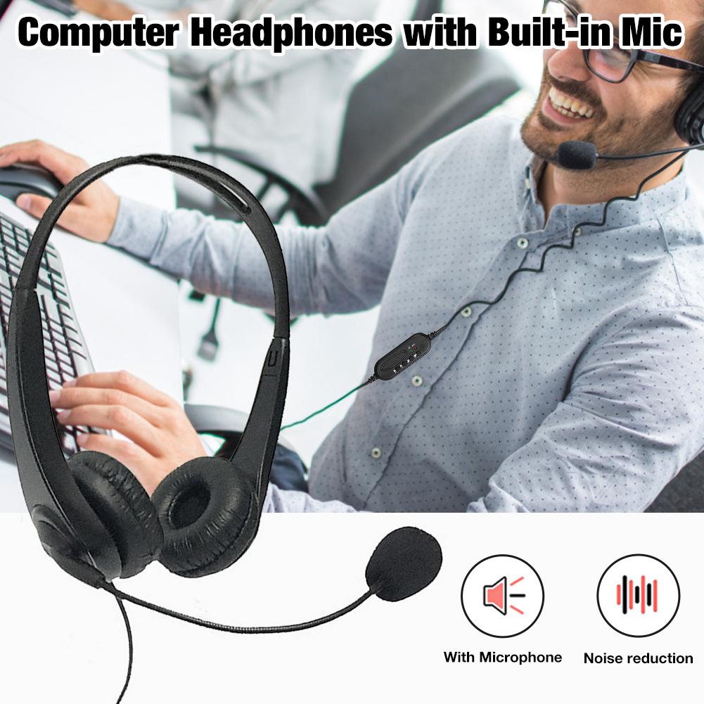 Telephone Headset Call Center Operator USB Noise Cancelling Corded Offical Headphone With Micro For Computer Laptop PC