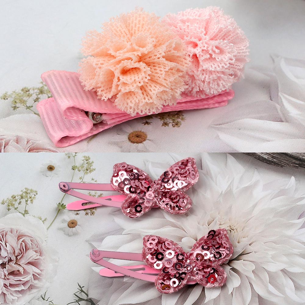 7 PCS/Set Hair Hoop Crown Flower Hair Tie Yarn Ball Hairclip Pentagram Butterfly Hairpin for Kids Headwear Barrettes Set