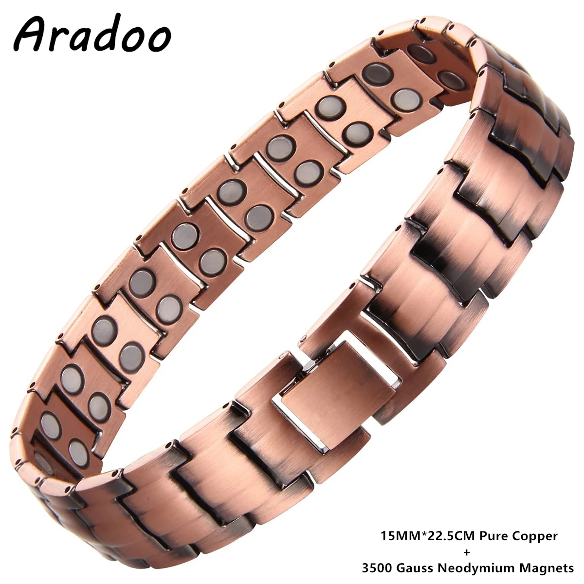 ARADOO 3X Strength Neodymium Magnets Copper Bracelet for Men Pure Copper Bangle Wristband Jewelry: SILVER PLATED