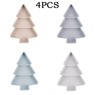 Creatieve Kerstboom Snoep Snack Box Noten Zaad Droge Vruchten Plastic Platen Gerechten Kom Ontbijt Lade Thuis Keuken Benodigdheden: 4PCS