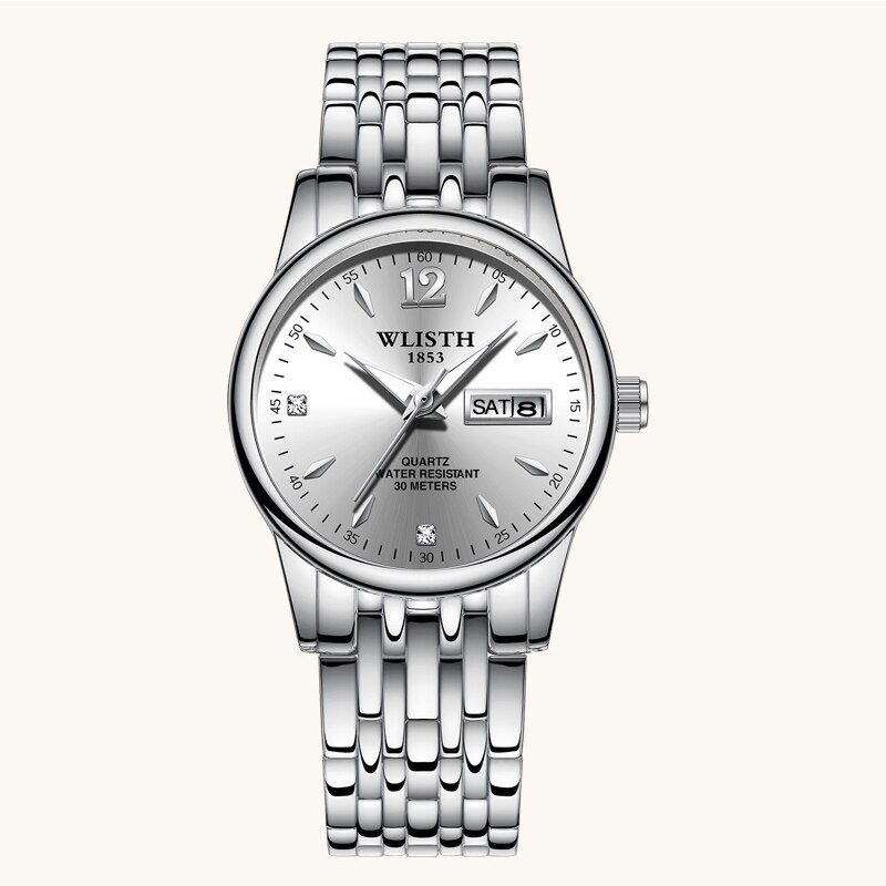 Wlisth Paar Horloge Eenvoudige Kleine Verse Casual Quartz Vrouwelijke Horloge Lichtgevende Mannen Horloge Waterdicht Trend Vrouwen Horloge: Women White