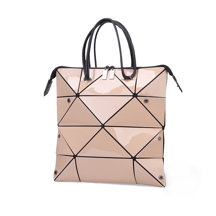 ¡Novedad de ! Bolsos de mensajero luminosos, bolso de mano geométrico para mujer, bolsas plegables femeninas de PU, bolso de hombro tipo bandolera con diamantes para mujer: Beige