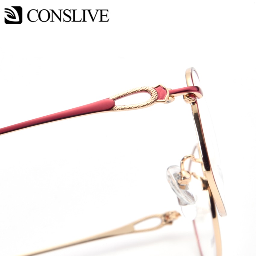 Pure titanium brillestel kvinder rød pink nærsynethed multifokale briller kvinder titanium optiske brillestel  f66021