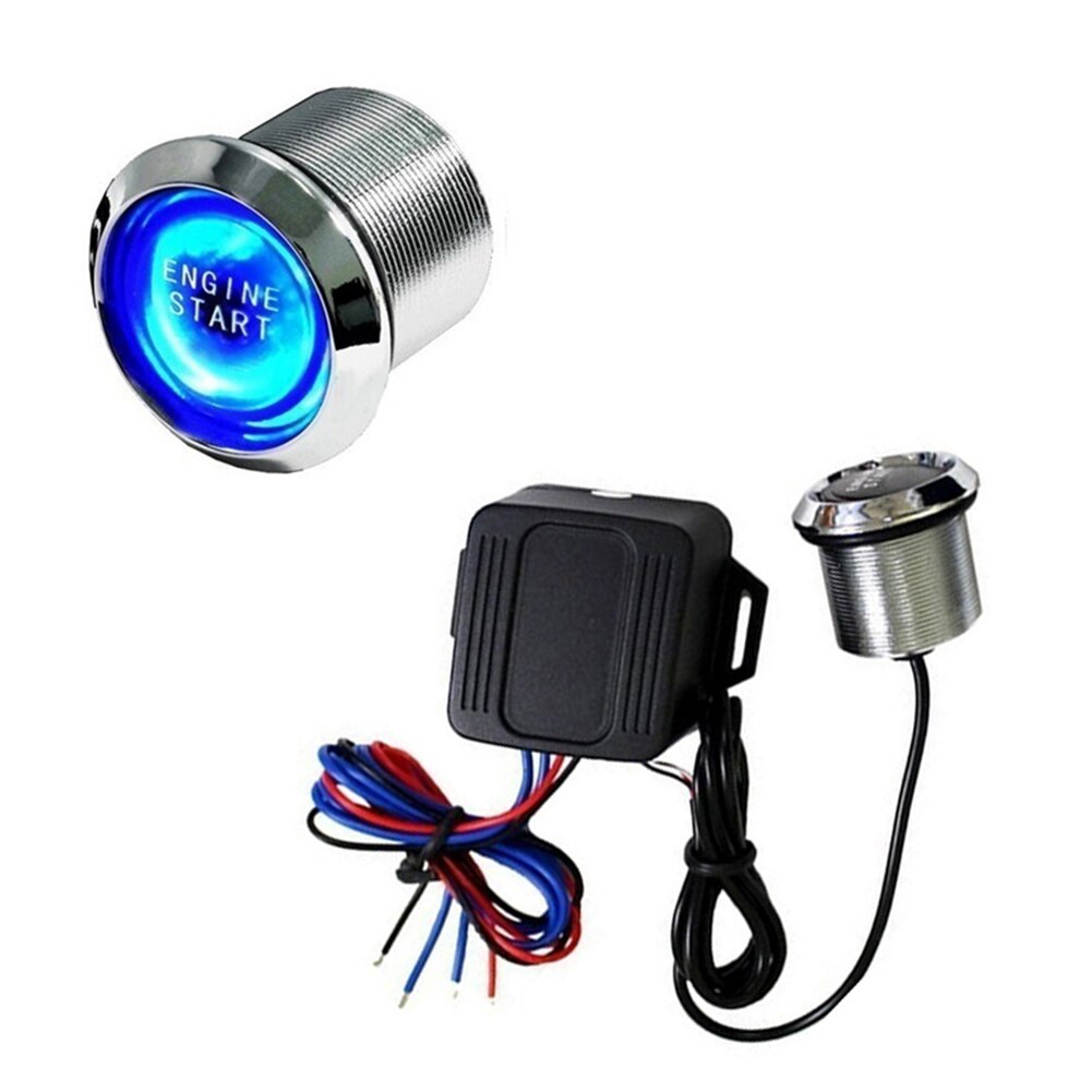 Auto Motor Push Start Button Rfid Motor Lock Ontsteking Keyless Entry Systeem Go Drukknop Motor Start Stop Startonderbreker: Blauw