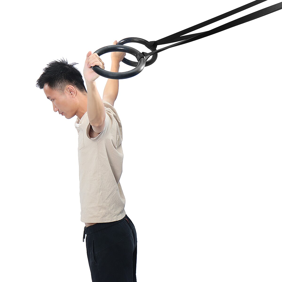 28mm Fitness Gymnastic Rings Pull-ups Training Sports Indoor Fitness Heavy Duty Exercise Ring Gym ABS+Polyester Ribbon