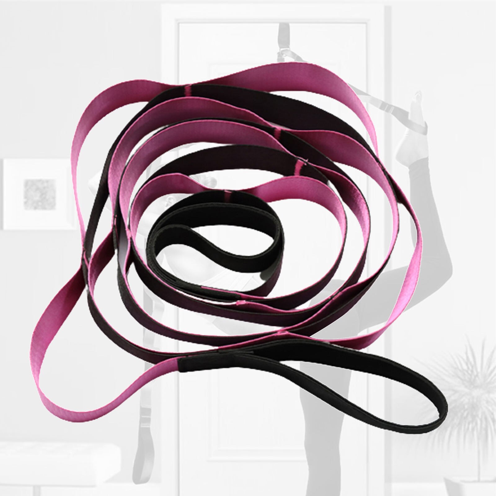 Yoga-stretchgurt für frauen, erwachsene, lateinamerikanischer tanzgürtel, fitness-übungsseil, gymnastikseil, figurgürtel für taille und beine, widerstandsbänder, yoga-gürtel: Lila