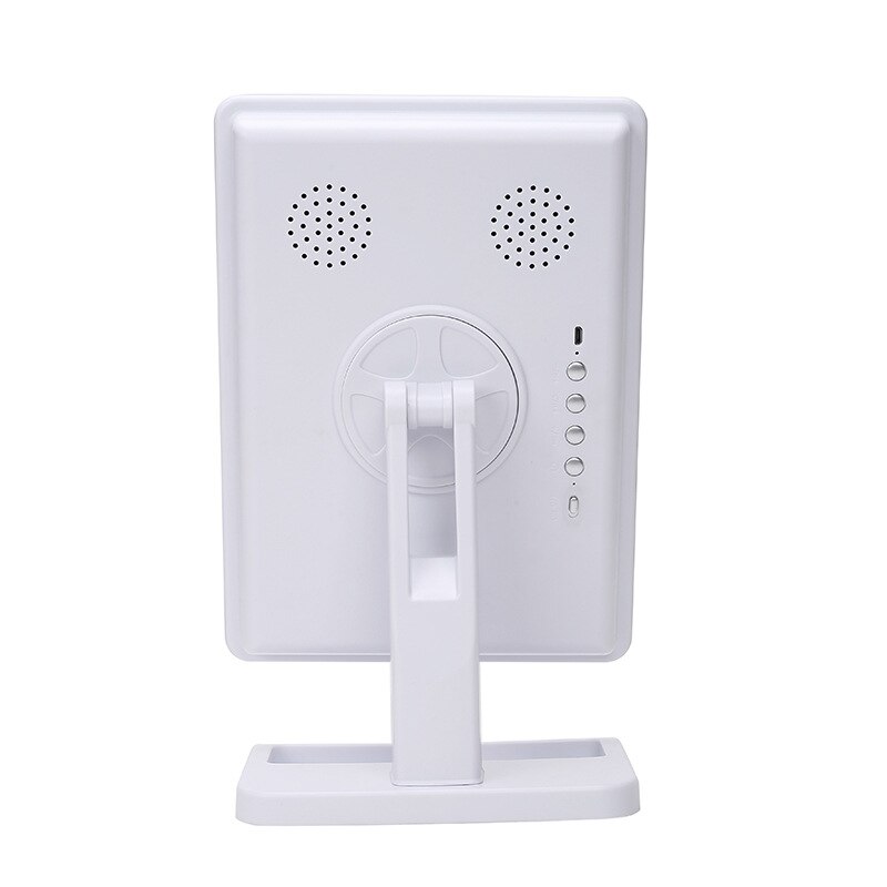 Altavoz Bluetooth maquillaje LED espejo iluminado de mesa de cosméticos espejo de vanidad con 20 Pantalla táctil ajustable 10X lupa: Bluetooth-white