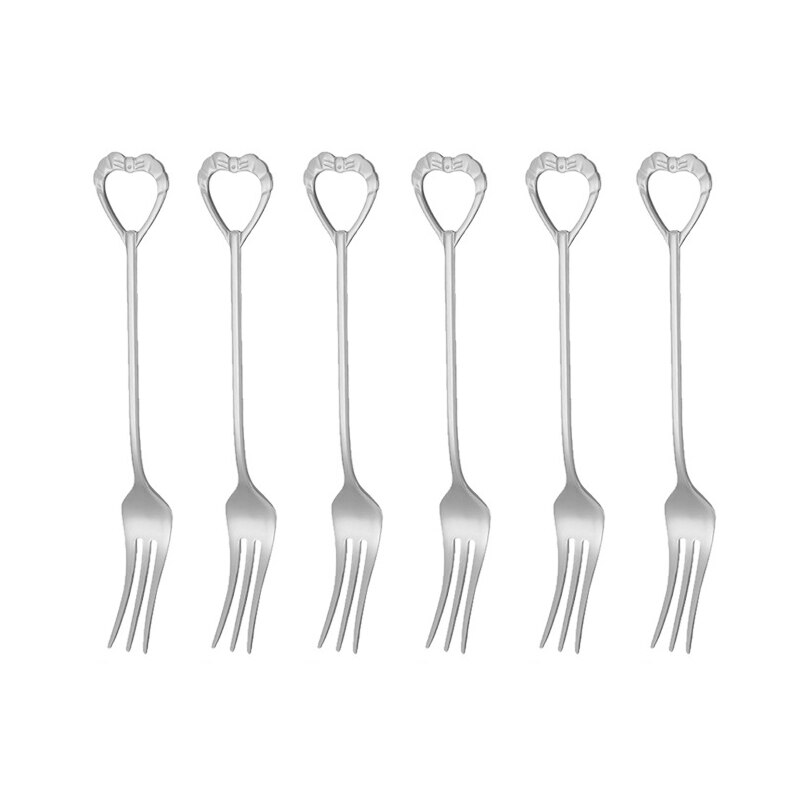 6pcs Shell Shape Spoon Fork Set Gold Stainless Steel Luxury Dinnerware Cake Afternoon Tea Dessert Tableware Silverware Kitchen: sliver fork