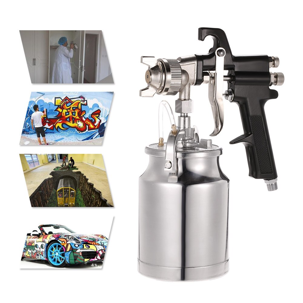 Aluminum Alloy Airbrush Set Spray Gun High Pressure Siphon Feed Paint Spray Machine with 1.8mm Nozzle & 1000CC Cup