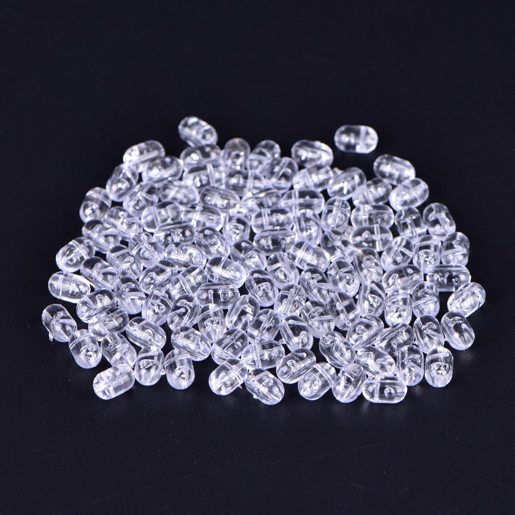 100 stk/parti 5*8mm fiskeplast gennemsigtige klare ovale perler dobbelt perlebor krydsperler
