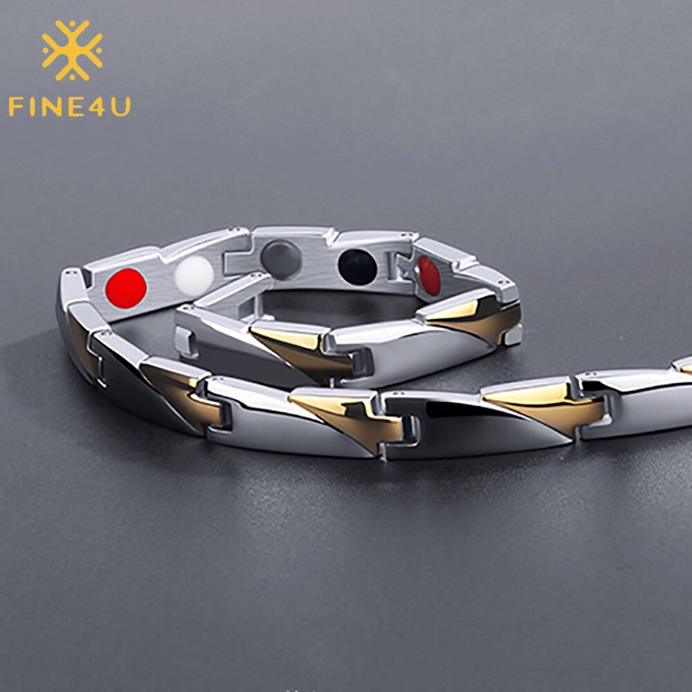 FINE4U B530 Magnetische Armbanden Voor Mannen Artritis Relief Pijn Gezondheid Sterke Magneten Armband Voor Vrouwen