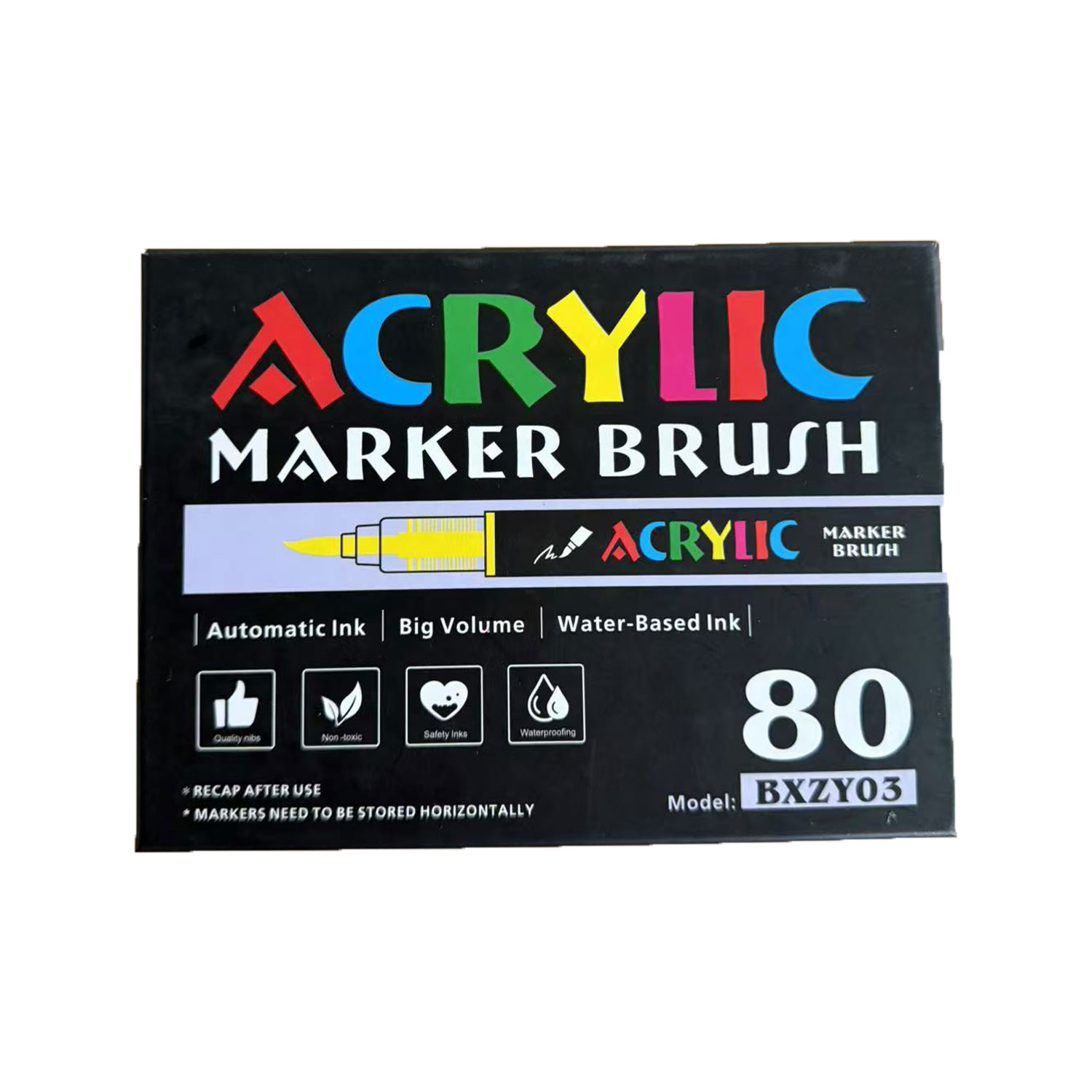 12-80 Colors Acrylic Paint Pens Markers Brush Tip Paint Markers For Rock Painting Wood Canvas Stone,Christmas DIY Crafts: Light Grey