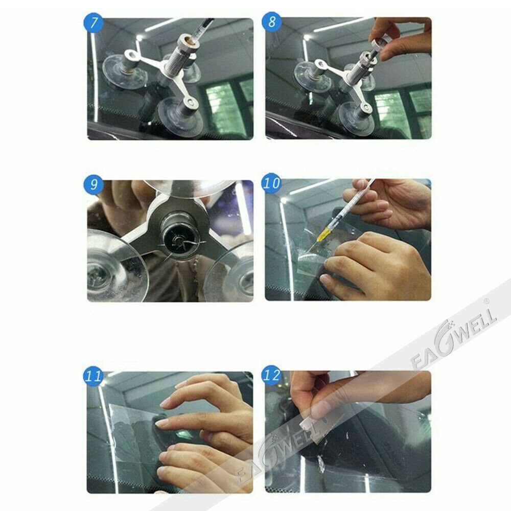 Kit de réparation de pare-brise de voiture, outil de restauration des fissures et des égratignures des vitres de voiture, polissage des écrans de fenêtre, support fixe