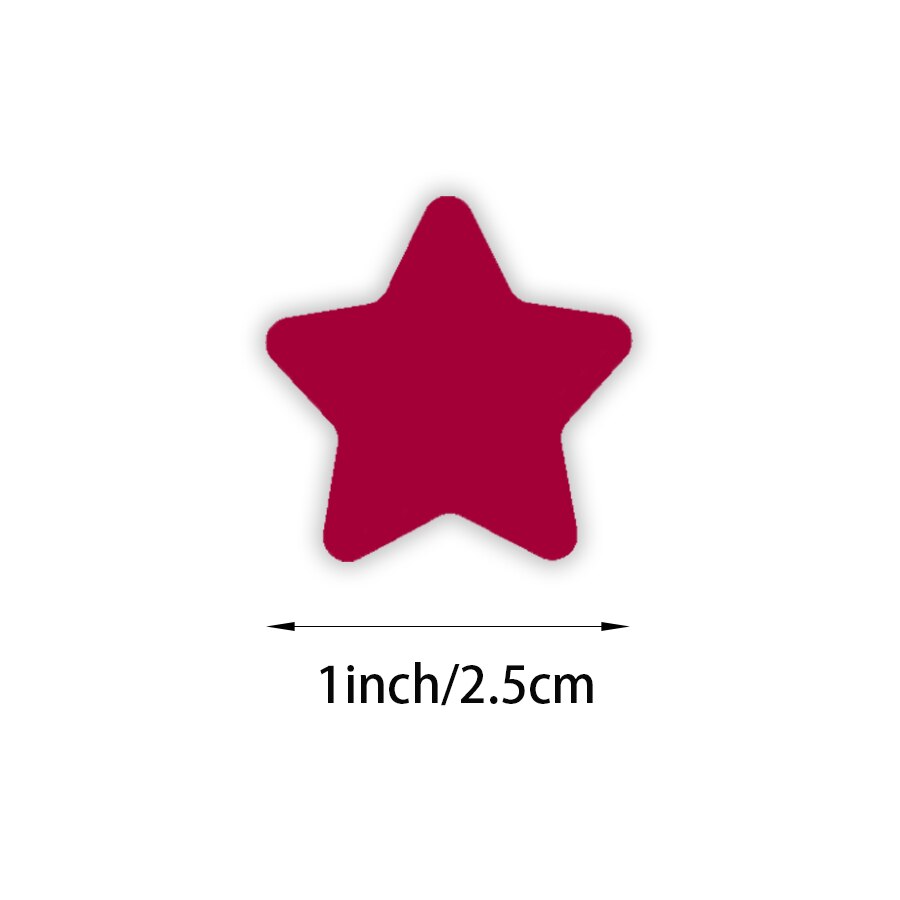 Rouleau d'autocollants étoiles à cinq points, 500 pièces, différentes couleurs, étiquette de récompense pour enfants, papeterie faite à la main, DIY bricolage: Maroon