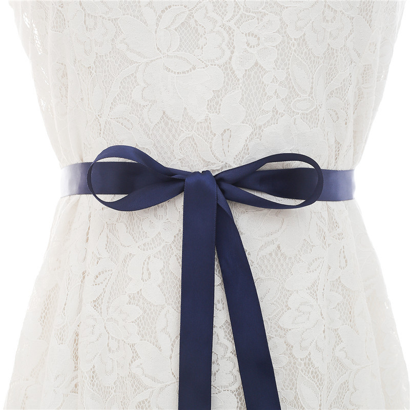 Cinturón de boda de perlas hecho a mano de diamantes de imitación vestido con cinturón Ceñidor accesorios de novia baratos: Navy Blue