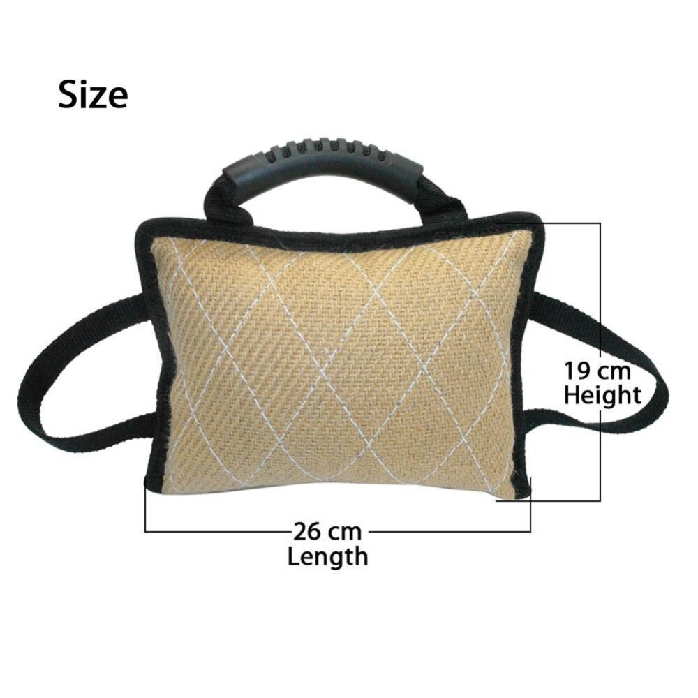 Juguetes de entrenamiento para perros, almohada de cáñamo para masticar con asas, almohada de yute para morder, juguetes de entrenamiento para perros, Limpieza de dientes para masticar mascotas