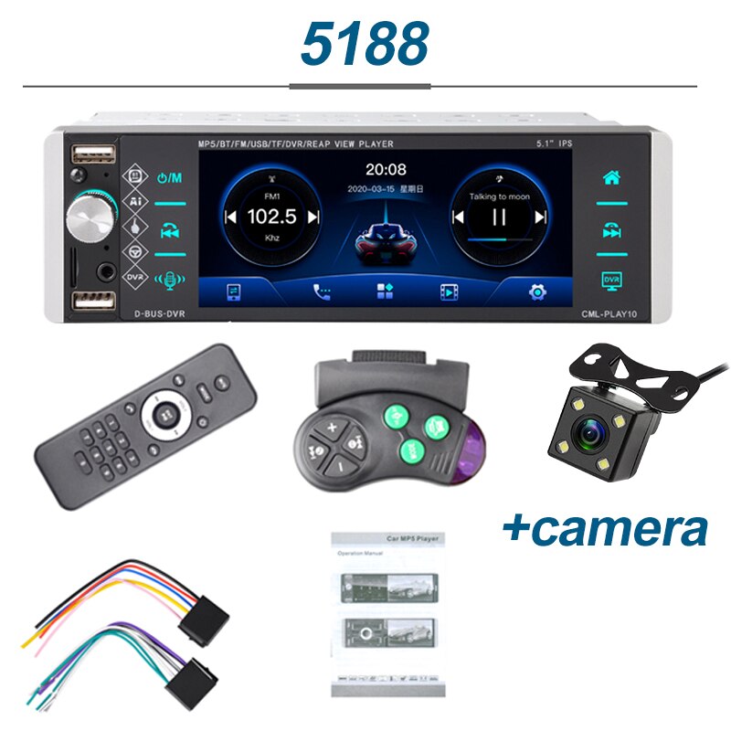 Radio con GPS para coche, reproductor Mp5, 1din, táctil, RDS, AM, FM, 4 USB, 5,1/4 pulgadas, interconexión bidireccional, compatible con Android 10, Mirrorlink