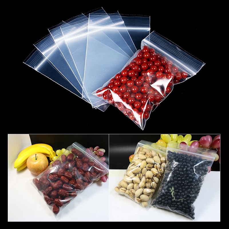 100pcs Transparent Thick Zip lock Bags Clear Ziplock Food package Storage bag Plastic Thick Small Jewelry packing Zip Bags