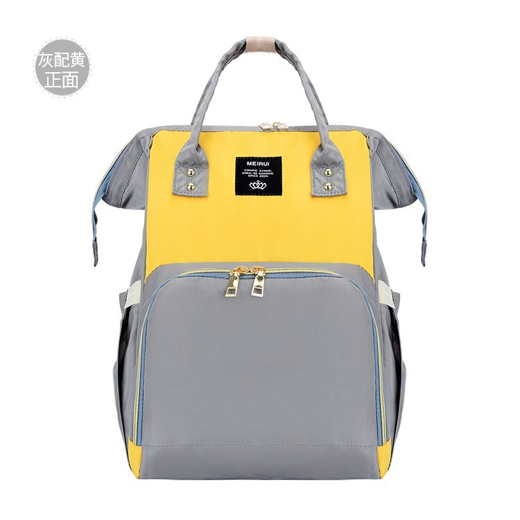 Grande capacidade múmia saco, saco de enfermagem para o bebê, à prova dwaterproof água, armazenamento térmico leite bin, separação molhada e seca: yellow grey