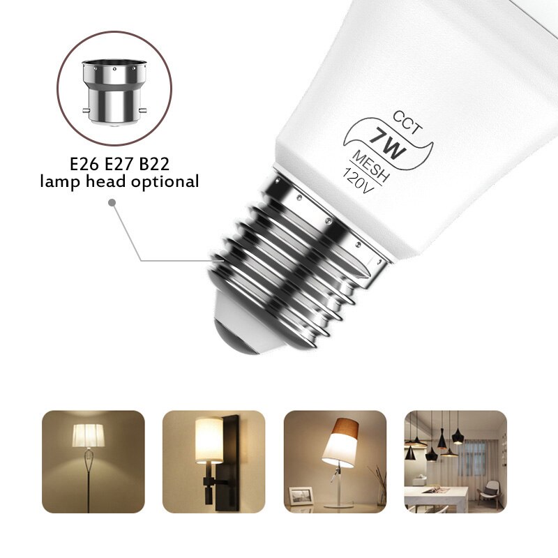 Bluetooth 7W RGBW Led Bulb BT Mesh Net Group Smart Led Light Color Change Dimmable By IOS / Android APP And Bridge Wifi Switch