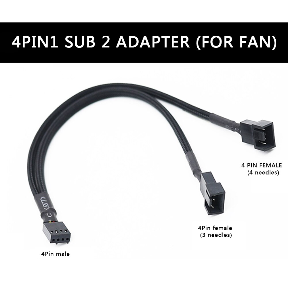 CPU PC Case Fan 4 Pin Extension Y Splitter Cable 4 Pin to 3/4 Pin Cable