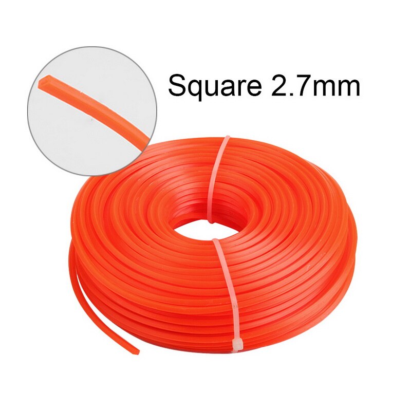 37-86m 2-4mm Round Square Nylon Trimmer Rope Fine Brush Cutter Head Strimmer Line Mowing Wire Lawn Mower Accessory: square 2.7mm 62m