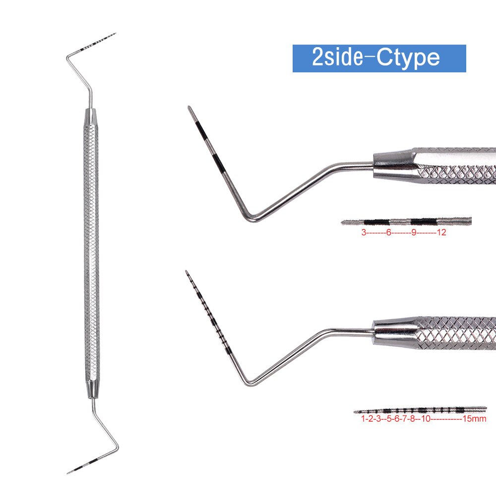 Stainless steel periodontal probe Implant periodontal probe with graduated root canal probe