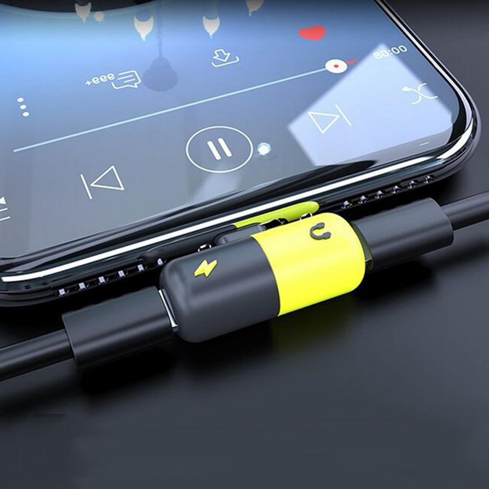 2 in 1 Dual USB Opladen Audio Adapter Voor iPhone X 7 8 Plus Type-C Telefoon Music Converter voor IOS Android Audio Charger Splitter