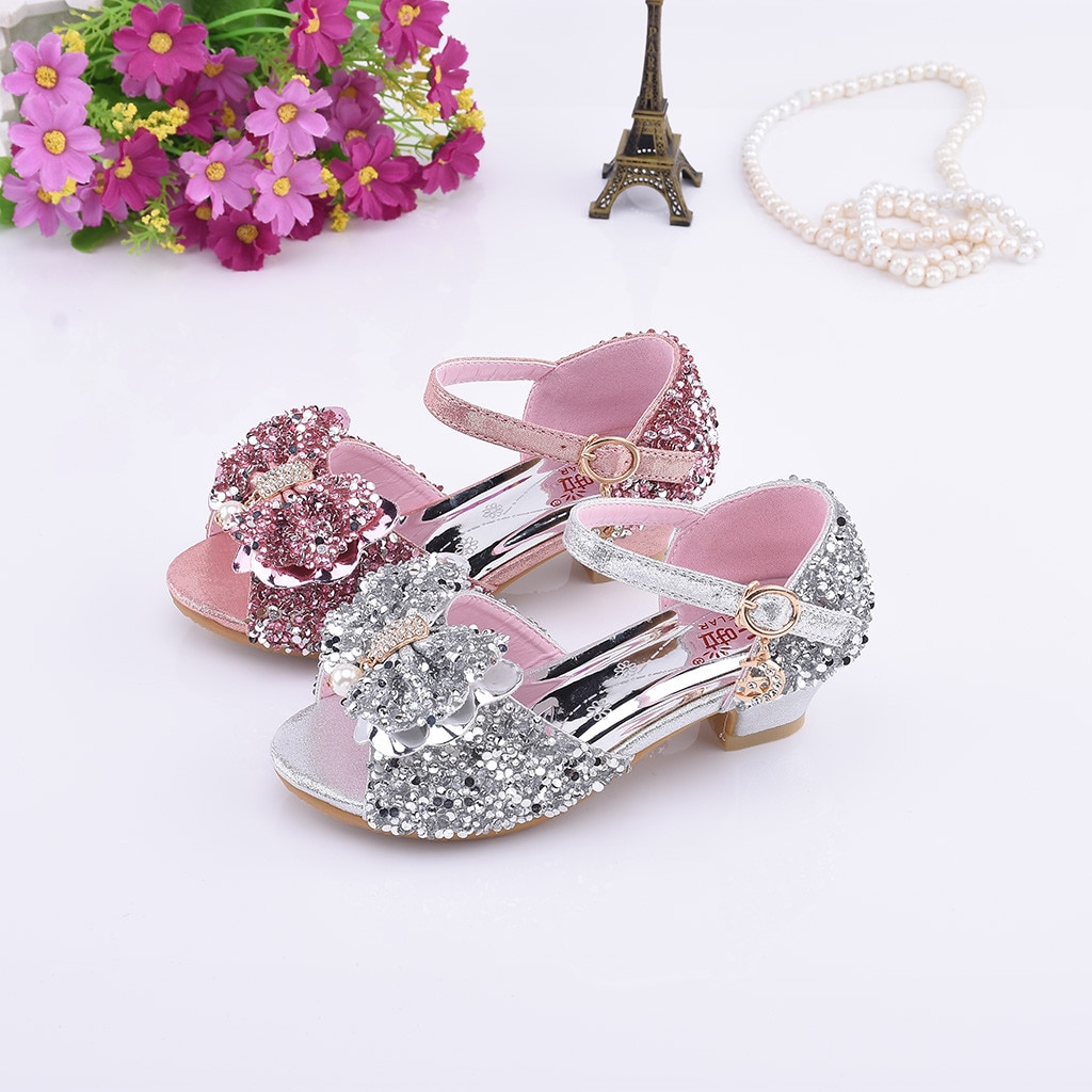 Kinder Kinder Schuhe Mädchen Casual Bowknot Sandalen Kristall Bling Pailletten Einzelnen Schuh Party Prinzessin Dance Sandalen Hochzeit Schuhe