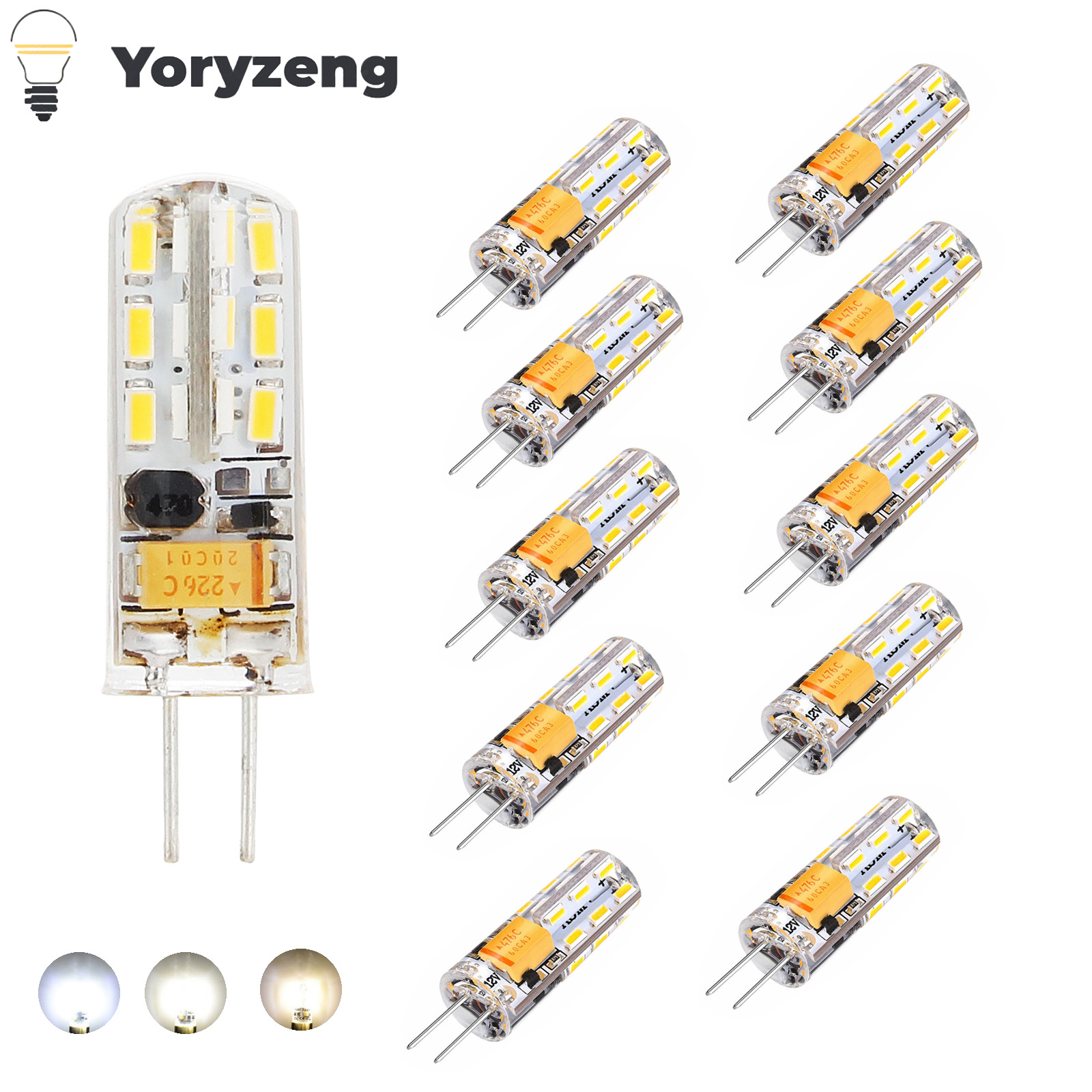 Yoryzeng 10 Uds Mini bombillas LED G4 2W 12V 220V 24LEDs 3014 SMD reemplazo de silicona 20W lámpara halógena lámpara decoración de foco