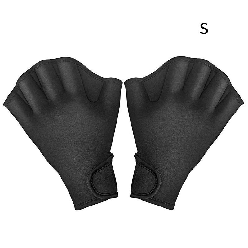 1 paar Schwimmen Handschuhe Aquatische Fitness Wasser Widerstand Trainings Paddle Halbhand Mitten Hand Werkzeug Multi-größen Aerobic Klassen: Black / S