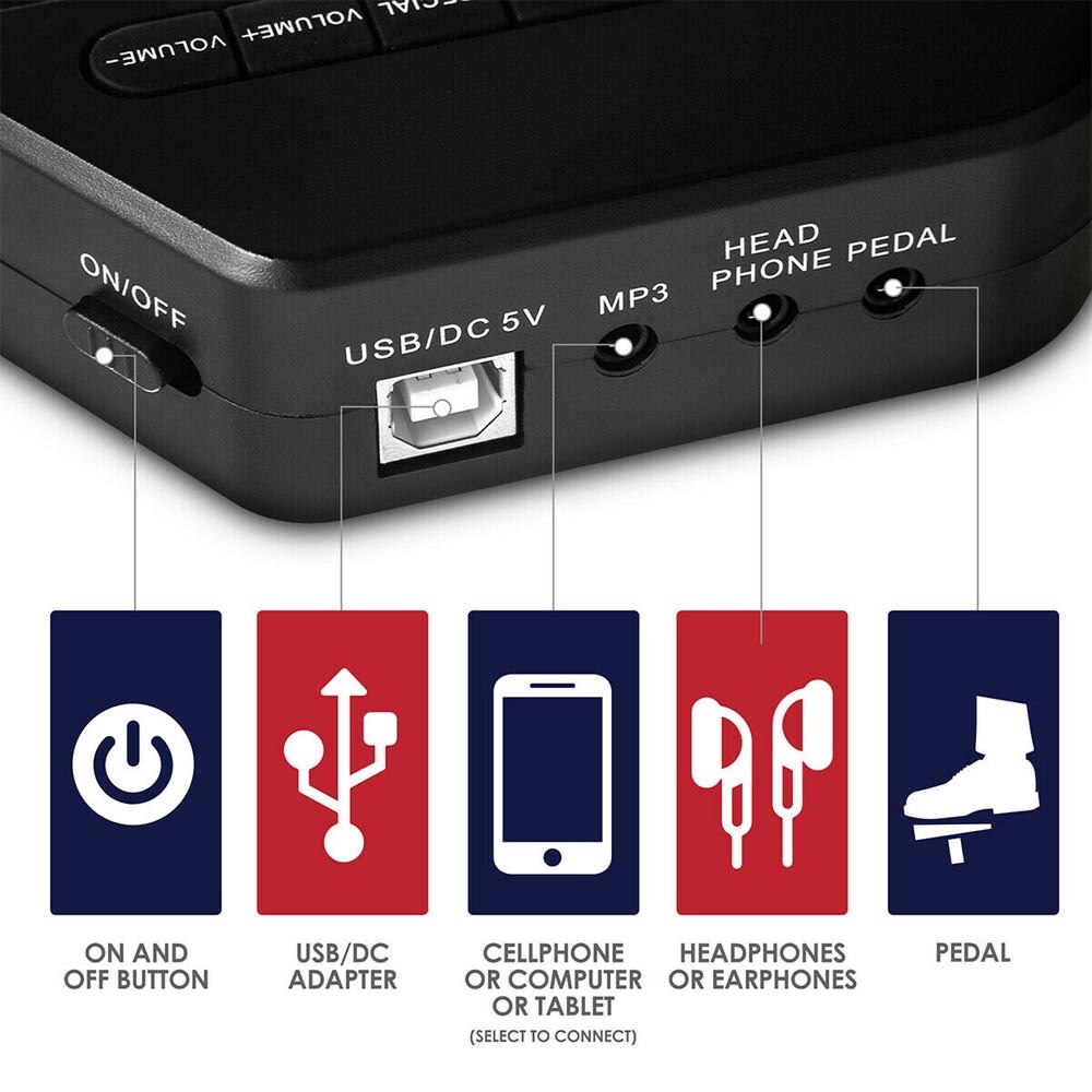 7 klocków elektroniczny cyfrowy bęben USB klocki zawijane perkusja silikonowy bęben elektryczny składany przenośny instrument perkusyjny