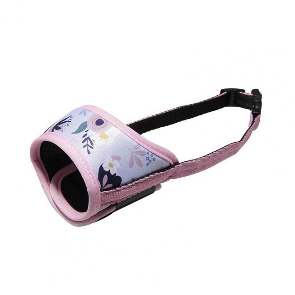 Verstelbare Hond Muilkorf Print Ademend Zachte Puppy Hond Muilkorf Anti-Barking Stop Bijten Mond Cover Dierbenodigdheden: Roze / S
