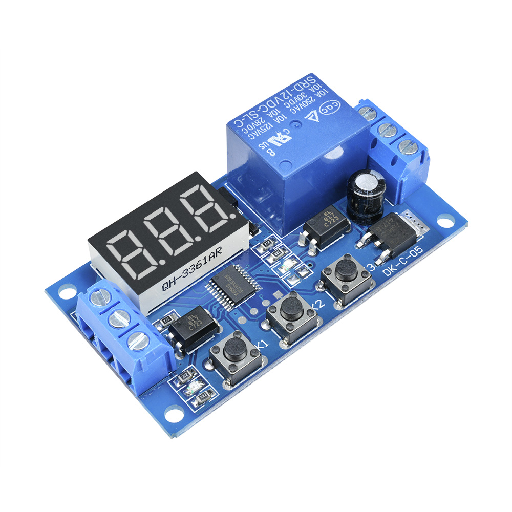 1 Kanal 12 V Steuerung Programmierbare Zeitschaltuhr Triggerzyklusmodul Digitale LED-Anzeige Zeitverzögerungsrelaismodulplatine mit Gehäuse: Bundle2
