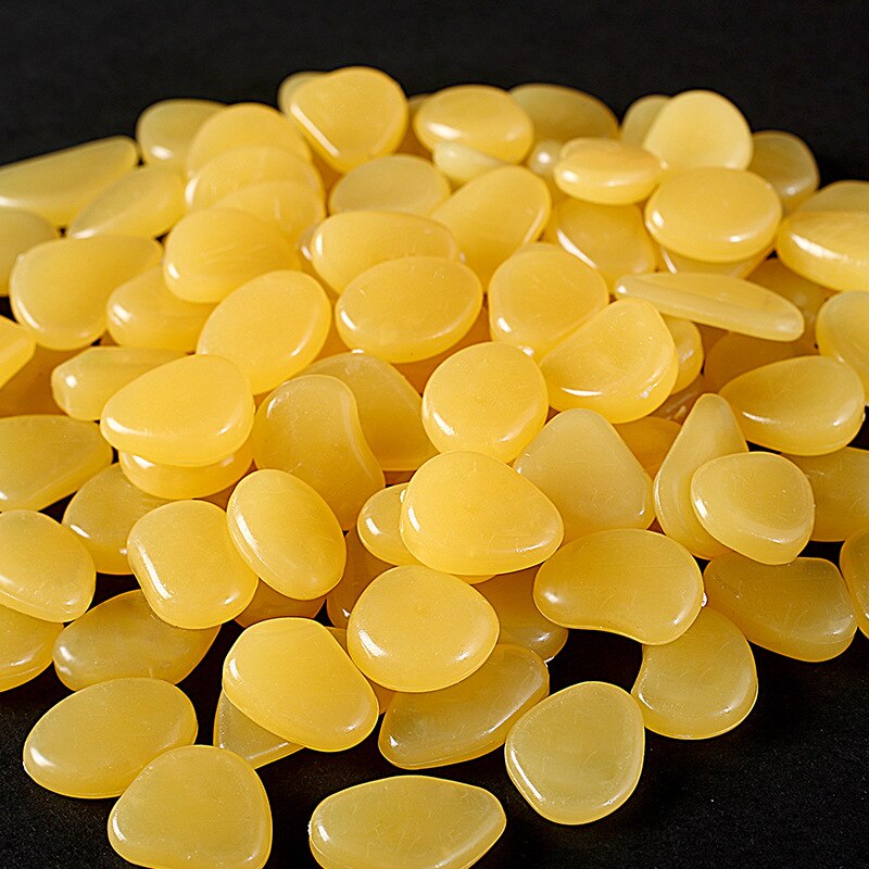 100Pcs Fluorescent Resin Stone Garden Decoration Glowing Garden Pebbles In The Dark Garden Courtyard Lawn Luminous Stone: yellow