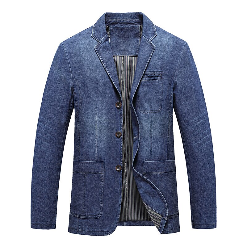 Autumn Denim Blazer Men Casual Denim Jacket Men Slim Fit Men&#39;s Blzers Jeans Jackets Asian Size 4XL