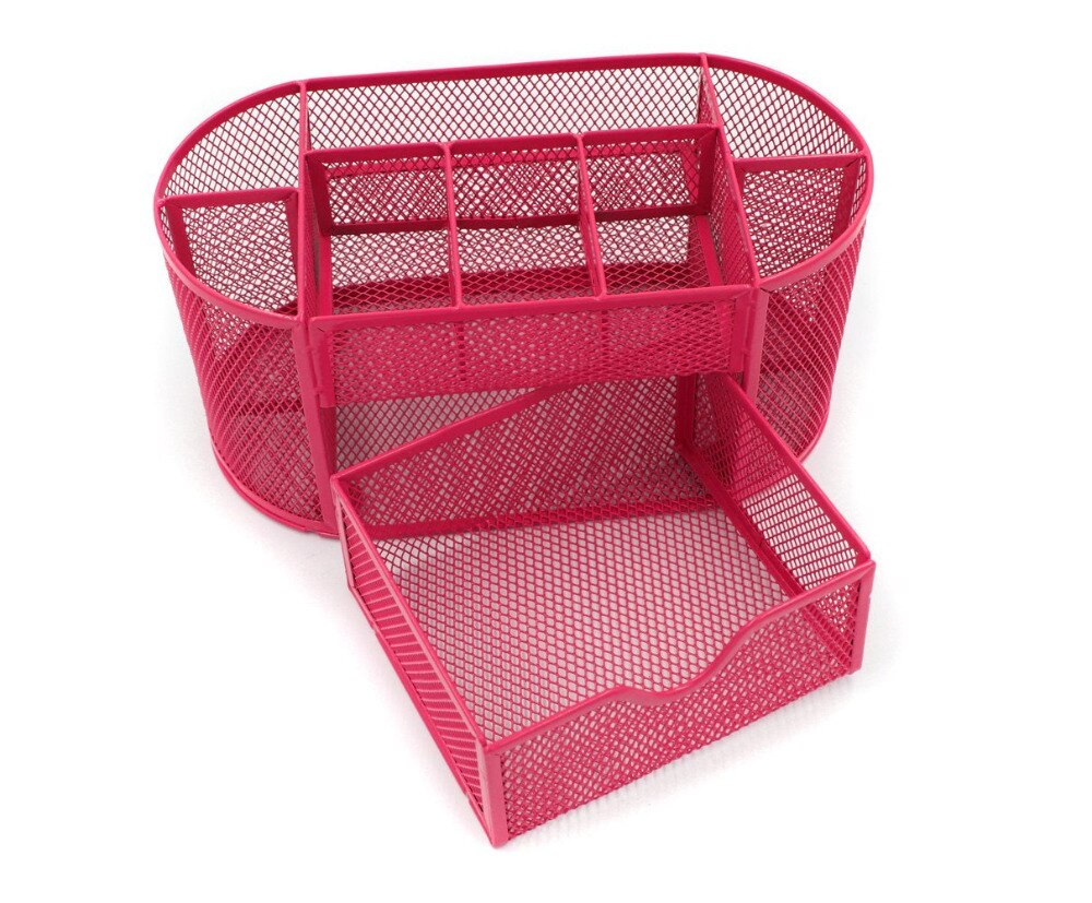 Mesh Desk Organizer Office Supply Caddy Lade met Pen Houder Collectie Roze