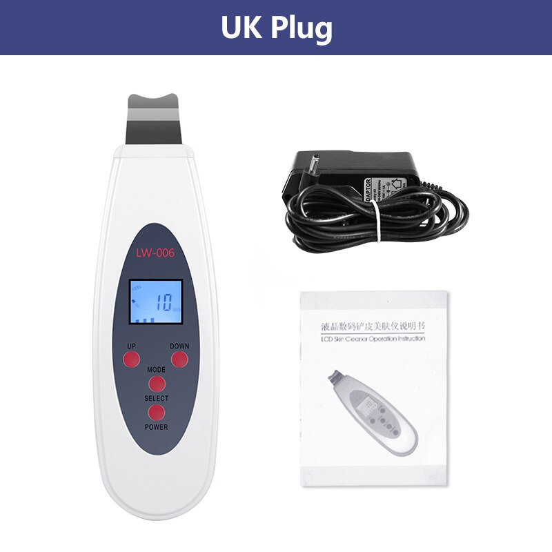 Ultrasonic Skin Scrubber Deep Face Cleaning Machine RemoveFacial Massager Ultrasound Peeling Clean Tone Lift LW006: UK-LW006