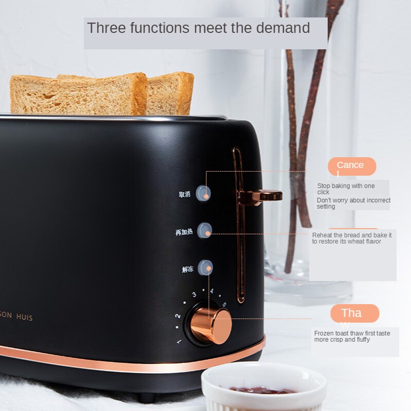 Stainless steel Electric Toaster Household Automatic Bread Baking Maker Breakfast Machine Toast Sandwich Grill Oven 2 Slice