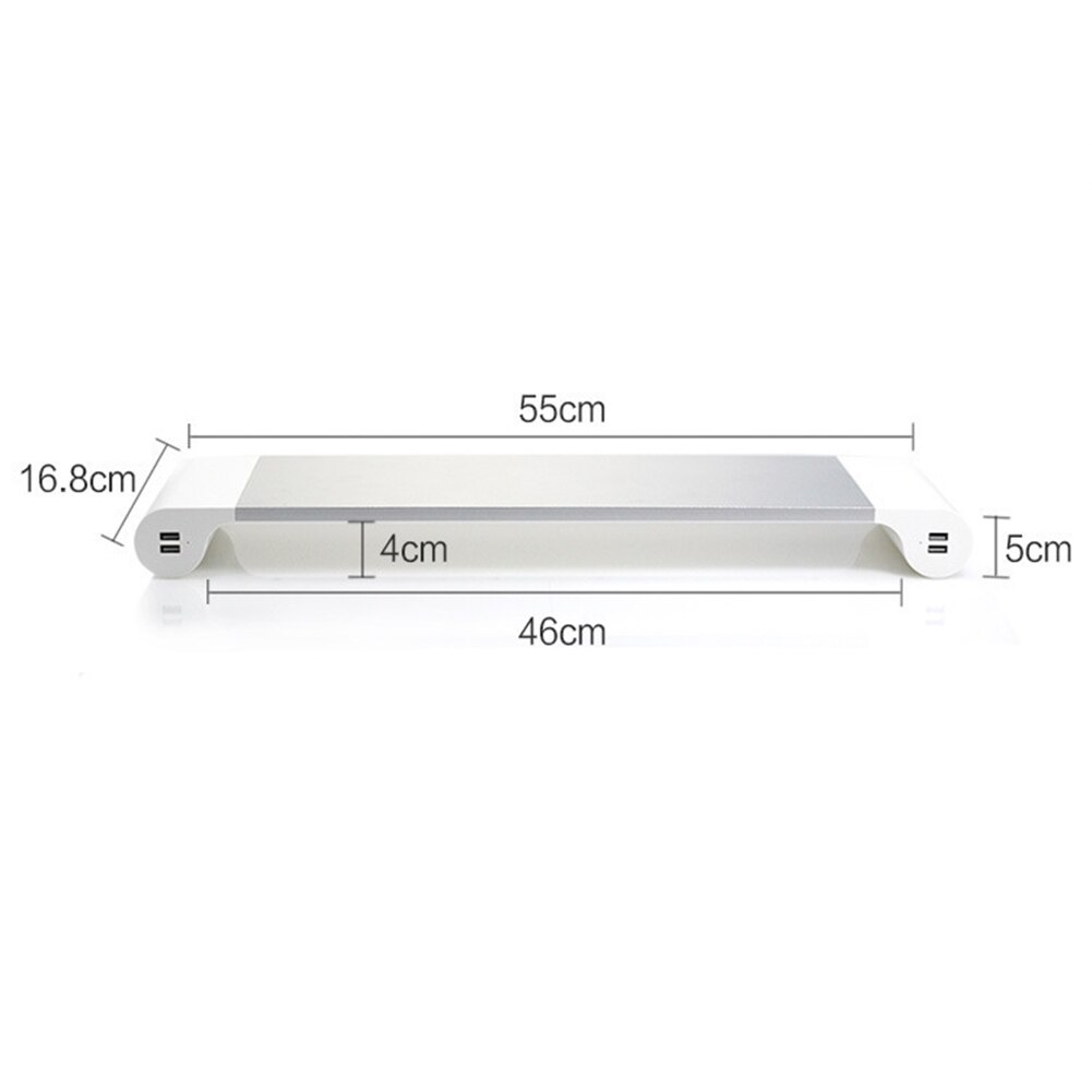 Multi-Function Desktop Monitor Holder with 4-Ports USB Charging Base Aluminum Alloy Computer Screen Laptop Notebook Stand Riser